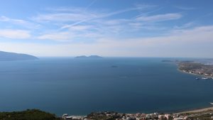 Panoramic view of the Bay of Vlora, showing the sea.