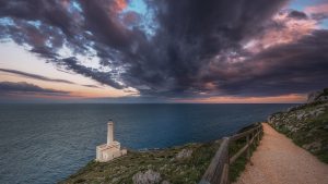 A panoramic view of Otranto, a very beautiful sunset and the sea.