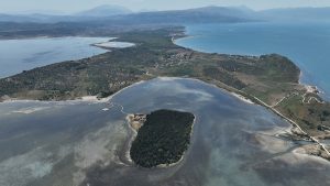 Panoramic view of Zvernec , Vlora, showing the sea.