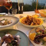 EdenRooftopRestaurant-Valza-07 Dinner at dusk by the sea: spaghetti with clams, a bowl of fried seafood, grilled octopus and a beer